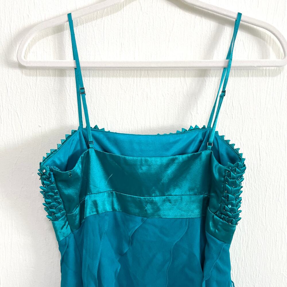 VTG Sue Wong Nocturne Babydoll Silk Blend Evening Mini Dress 4 Teal Beaded Fairy - Picture 11 of 16